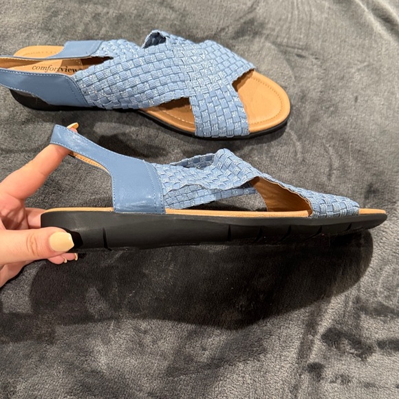 Comfortview Women's Light Blue Woven Sandals - Picture 1 of 4